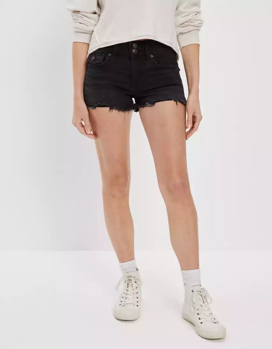 Shorts American Eagle AE Ne(x)t Level Low-Rise Denim Noir Femme | NUO-20631097